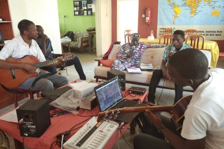Playing music together at youth training Playing music together at youth training