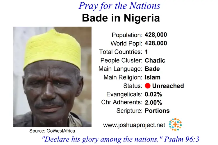 Prayer card for the Bade people of Nigeria