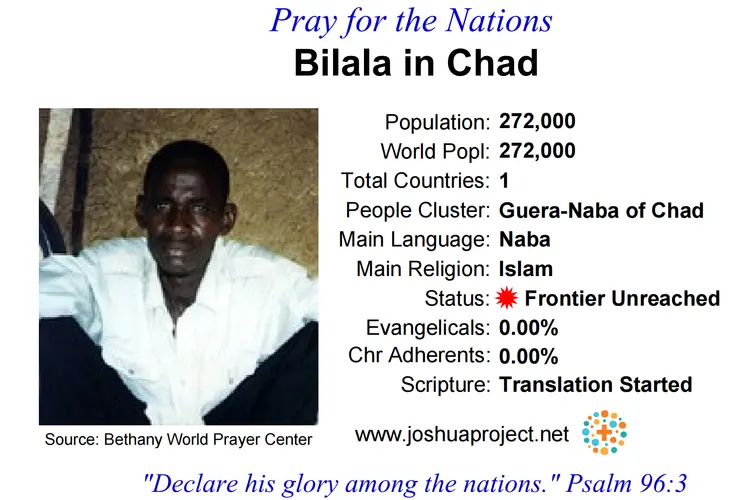 Prayer card for the Bilala people of Chad