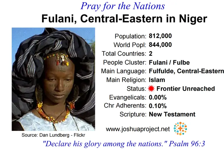 Prayer card for the Central-Eastern Fulani people of Niger