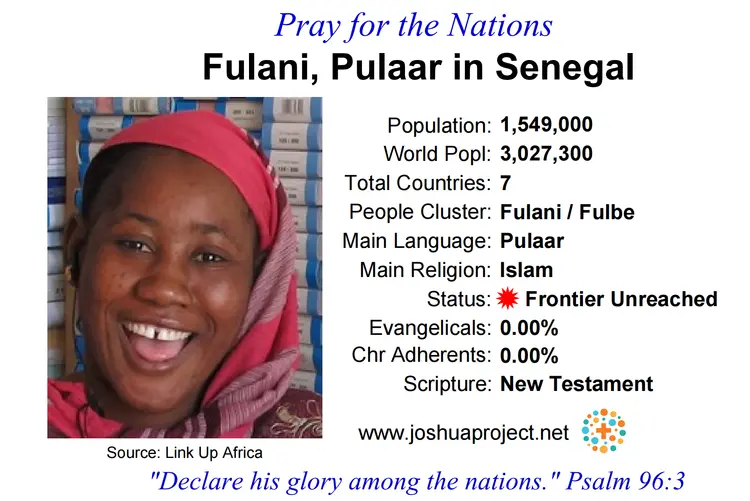 Prayer card for the Pulaar Fulani people of Senegal