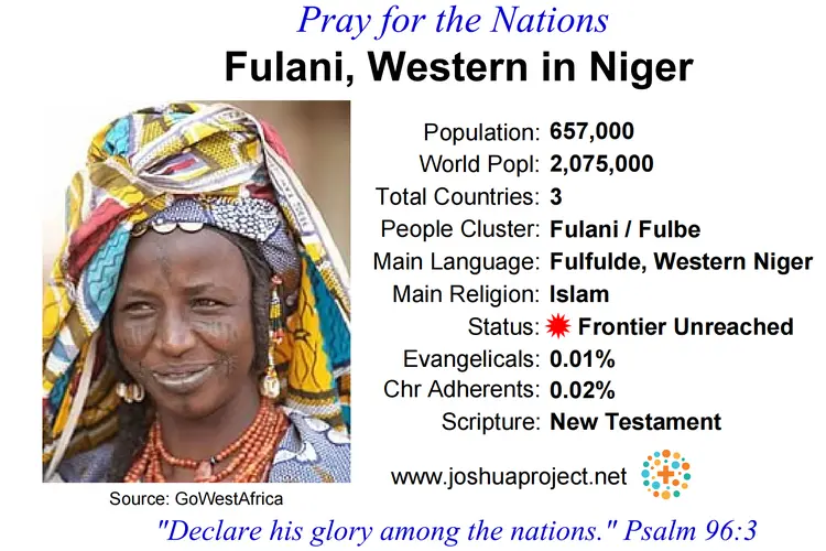 Prayer card for the Western Fulani people of Niger