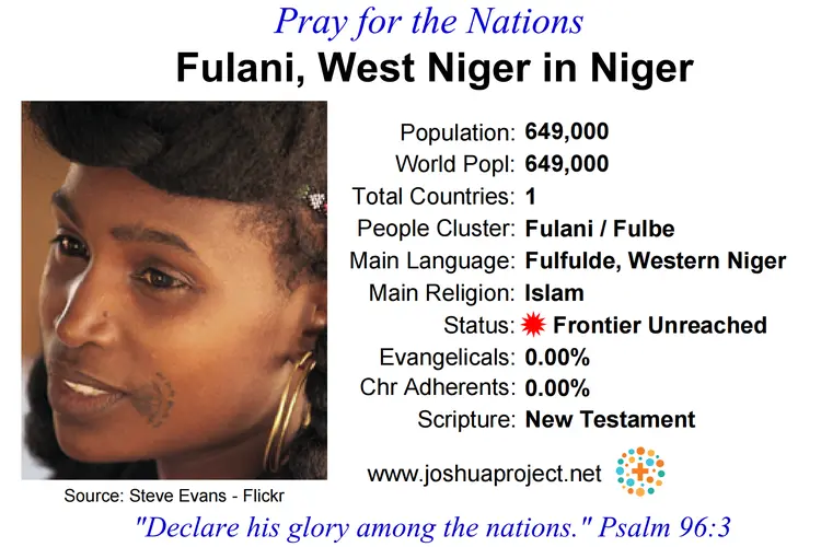 Prayer card for the West Niger Fulani people of Niger