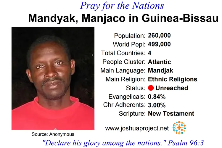 Prayer card for the Manjaco Mandyak people of Guinea-Bissau