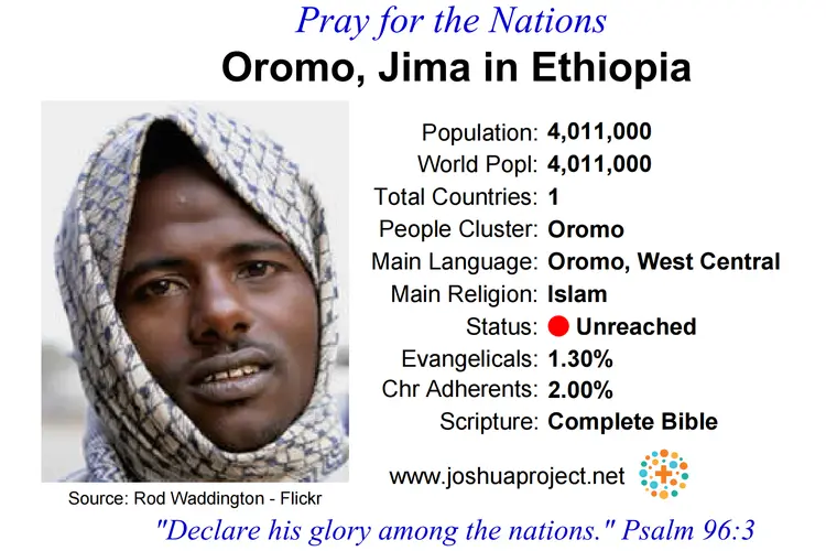 Prayer card for the Jima Oromo people of Ethiopia