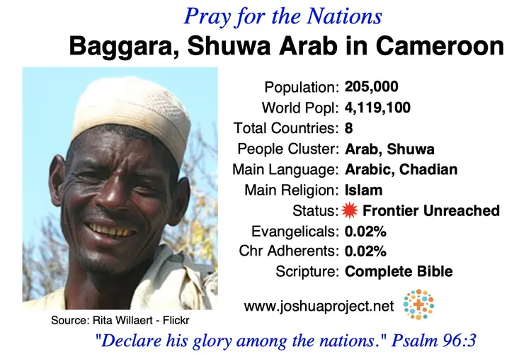 Prayer card for teh Shuwa Arab Baggara people of Cameroon