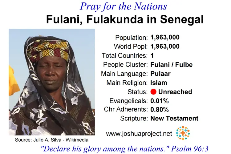 Prayer card for the Fulakunda Fulani people of Senegal