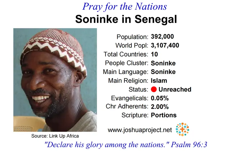 Prayer card for the Soninke people of Senegal
