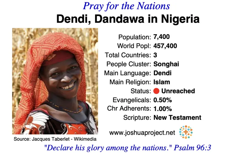 Prayer card for the Dandawa Dendi people of Nigeria
